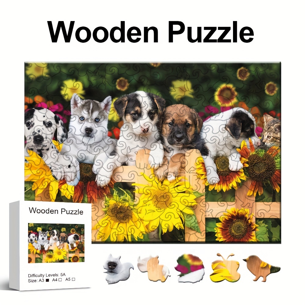 Colorful Golden Retriever Wooden Puzzle Shaped Puzzle - Temu
