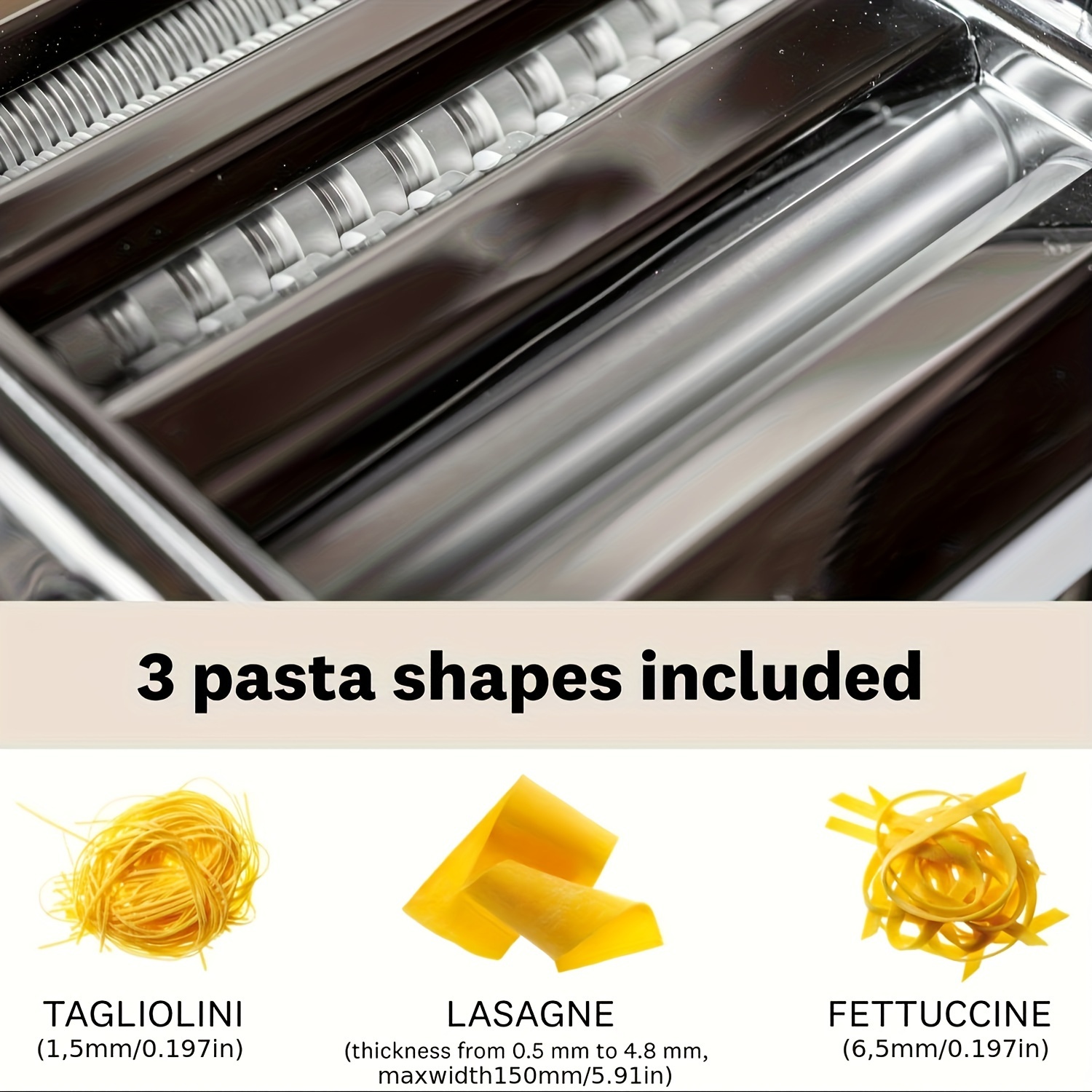 Stainless Steel Manual Roller Pasta Maker Machine Adjustable Thickness  Settings