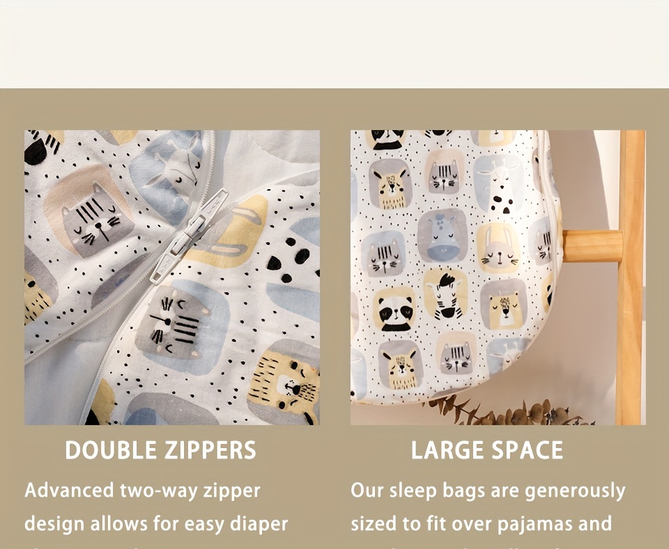 leaf and animal print sleeveless sleeping sack for winter soft sleeping bag details 2