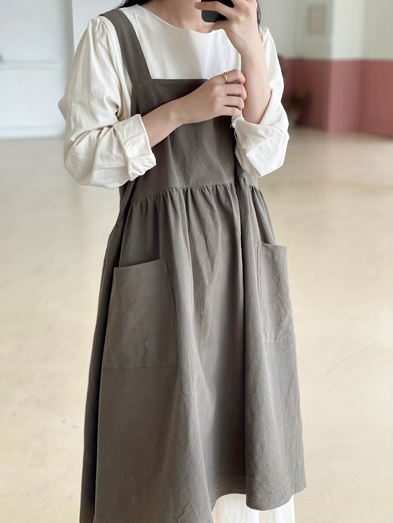 Plus Size Womens Sleeveless Long Dress Dungaree Cotton Linen Casual  Oversized Pinafore Overall Dresses