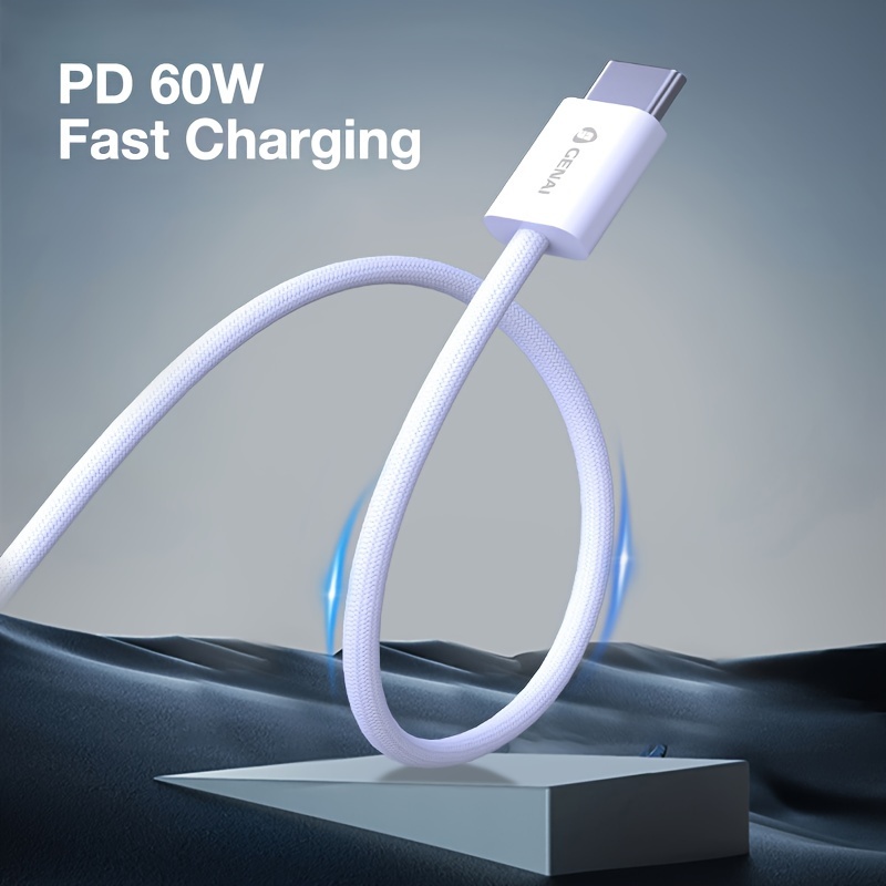 PD 60W USB-C Cable Type-C Cord Fast Charging For iPhone 15 Pro Max 15 Plus  Mac