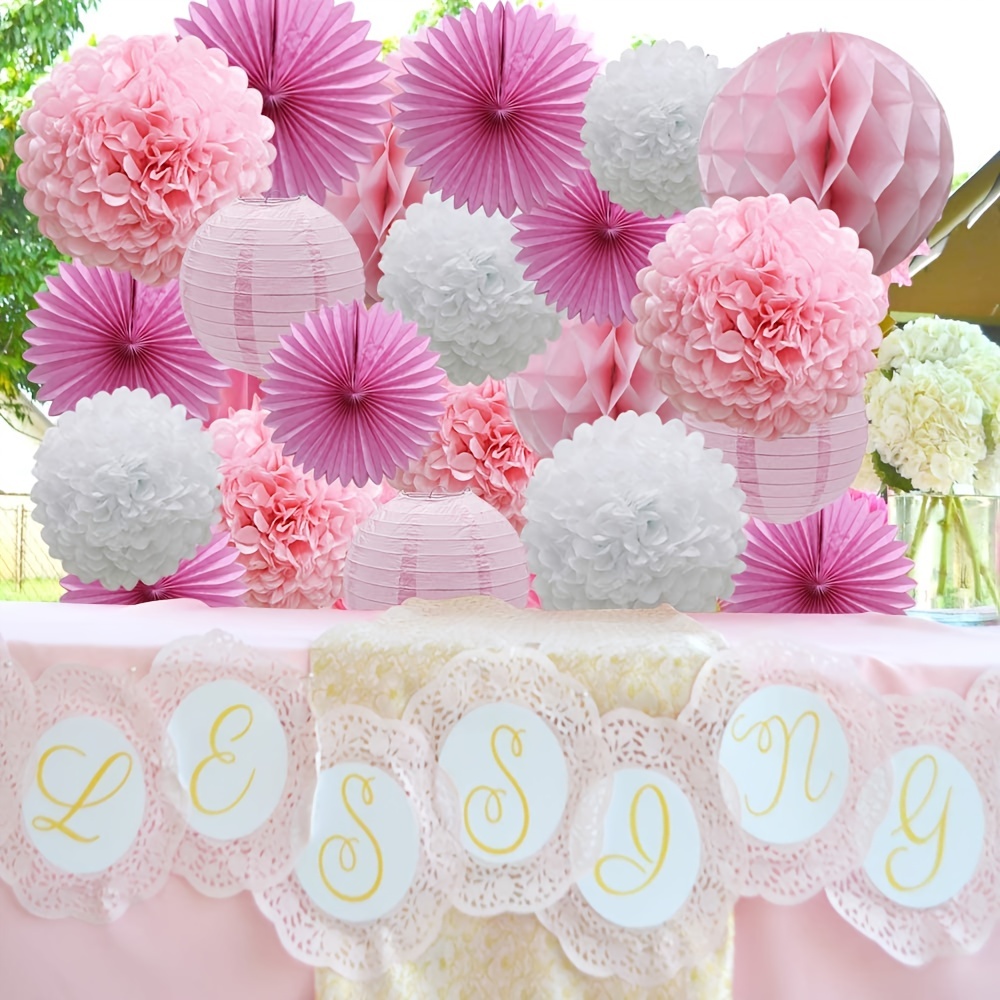 ADLKGG Teal Party Supplies for Bridal Baby Shower First Birthday Party Wedding Decorations (16pcs) Paper Honeycomb Ball Pom Poms Flo