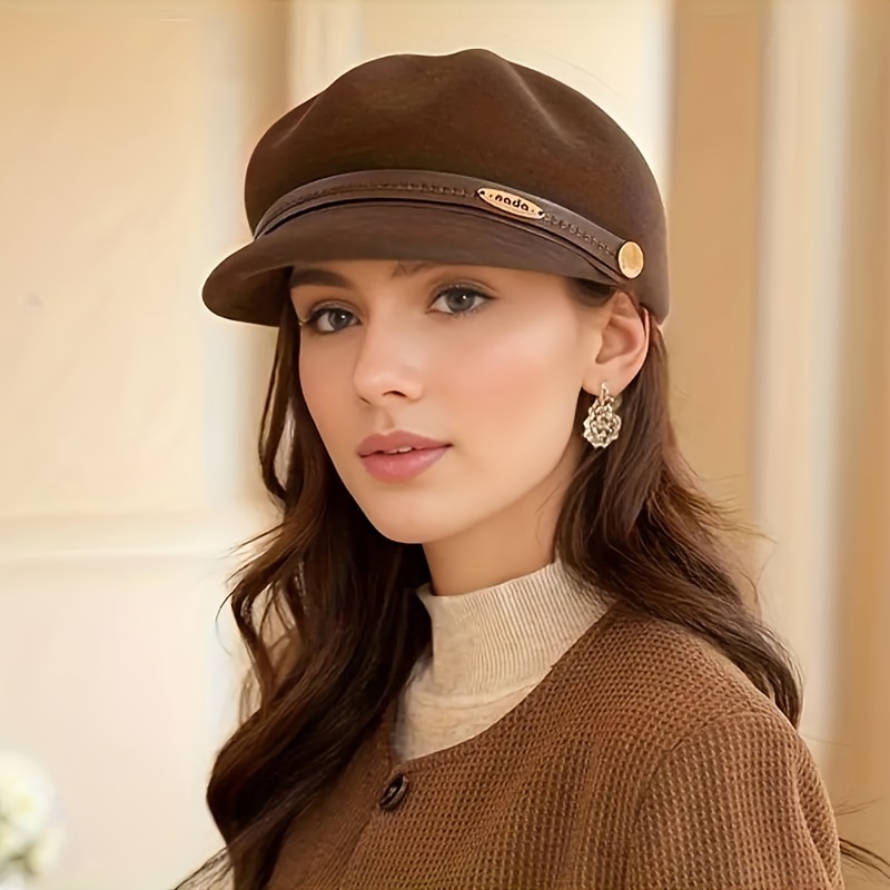 Australian Wool Beret Hats for Women Solid Color French Artist Beret  Newsboy Hats for Women Winter Caps with Visor