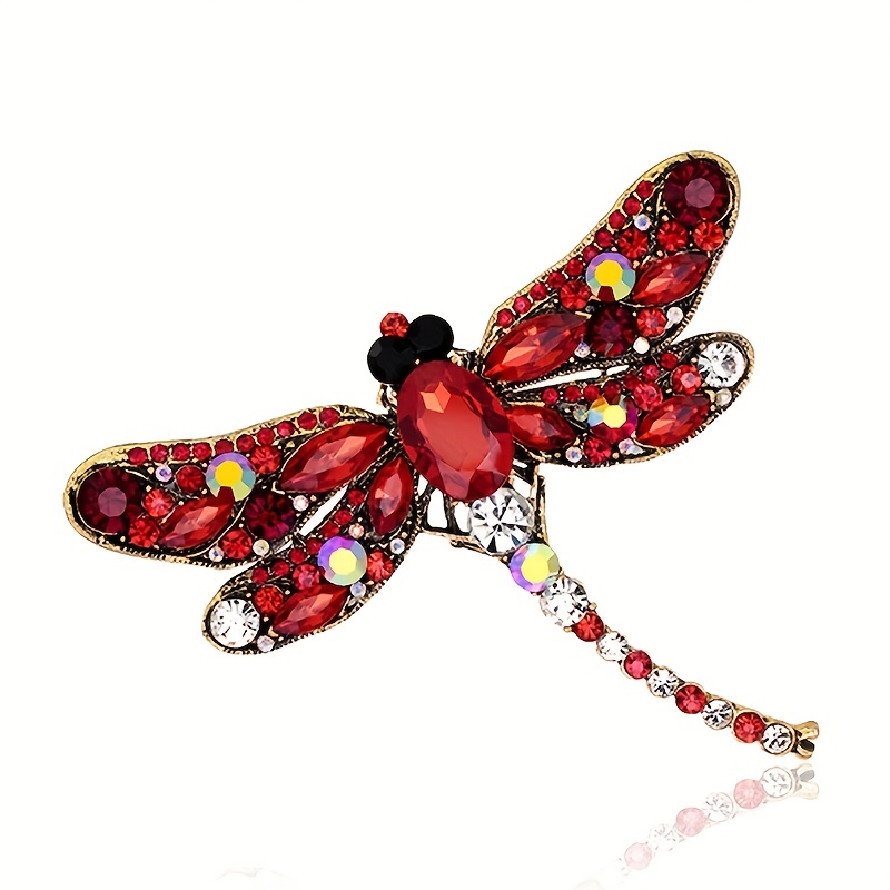 Rhinestone Dragonfly Brooch, Dual Purpose Corsage Pendant