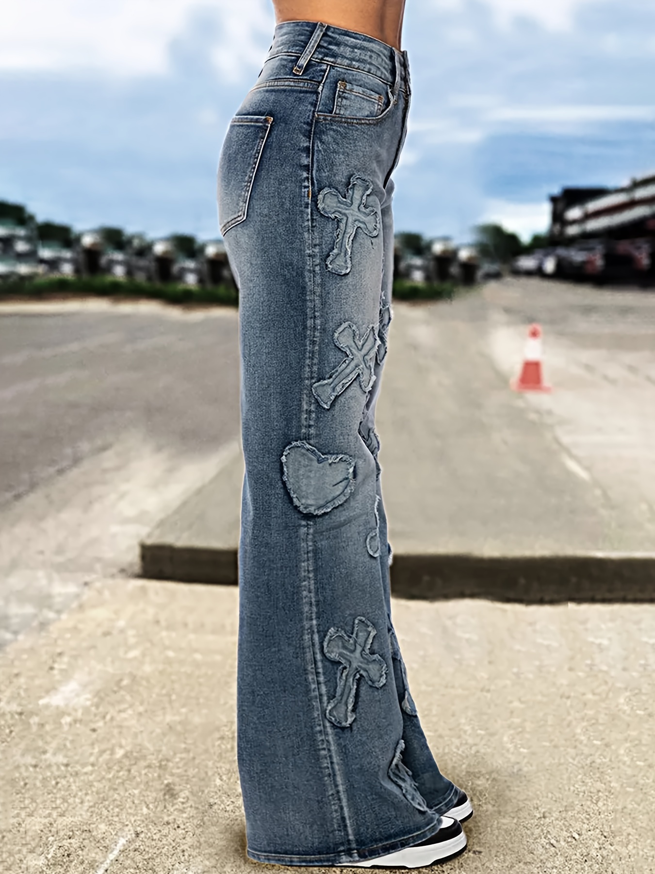 Stylish New Women Hole Patchwork Casual Denim Jeans Pants Bottom Trousers