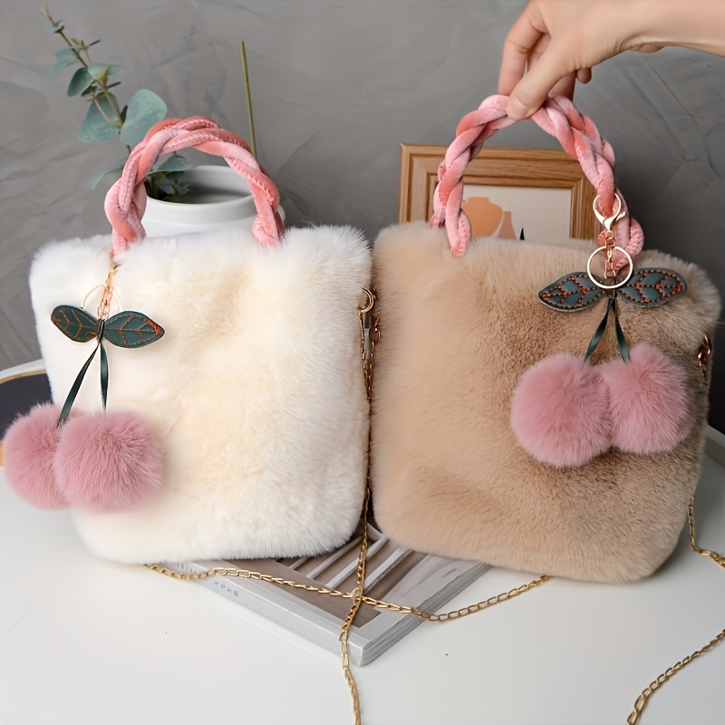2022 New Trendy Japanese Style Autumn Winter Cherry Decor Plush Small Bucket  Bag - Bags & Luggage - Temu Romania