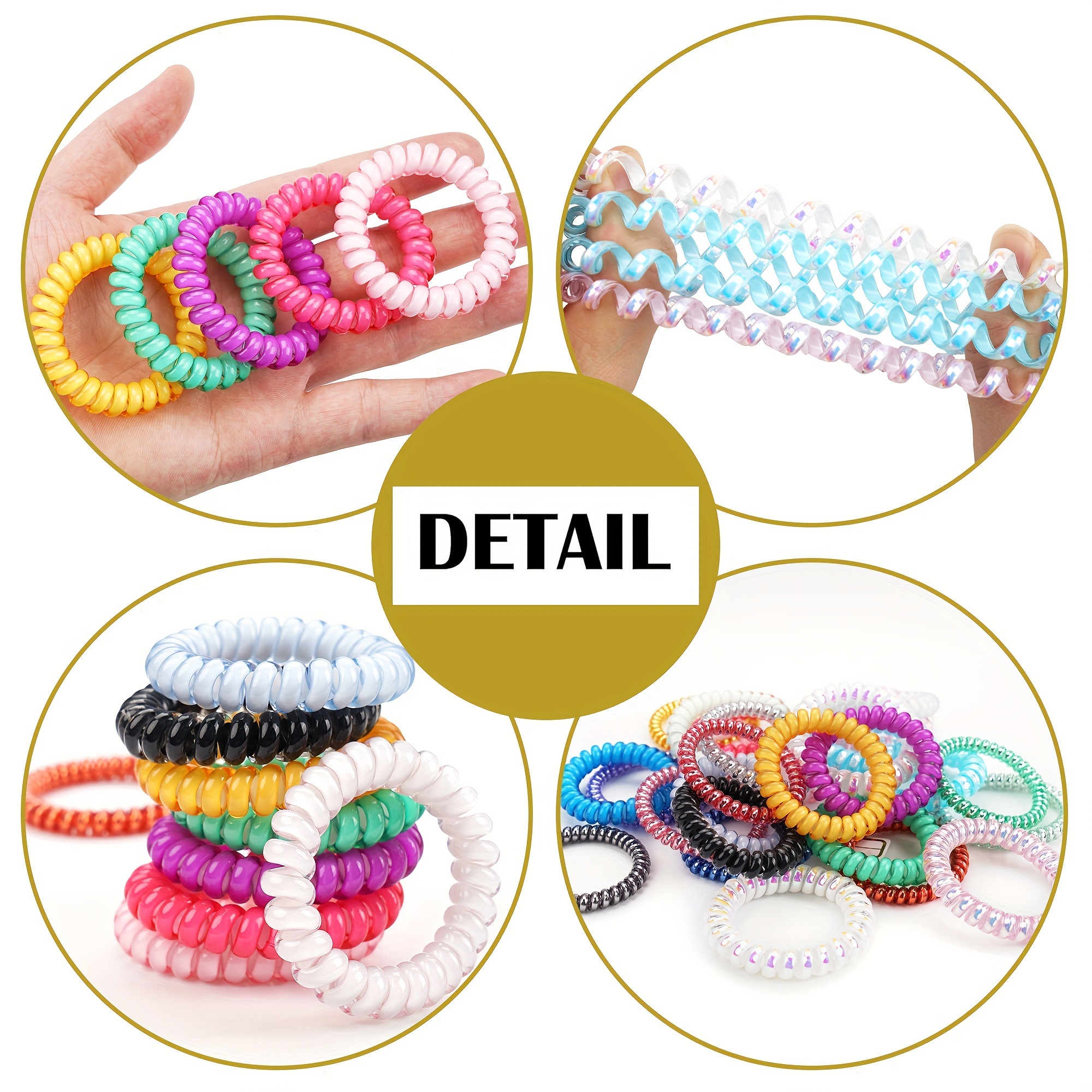 20pcs Solid Coil Wire Hair Tie Candy Telephone Wire Headband