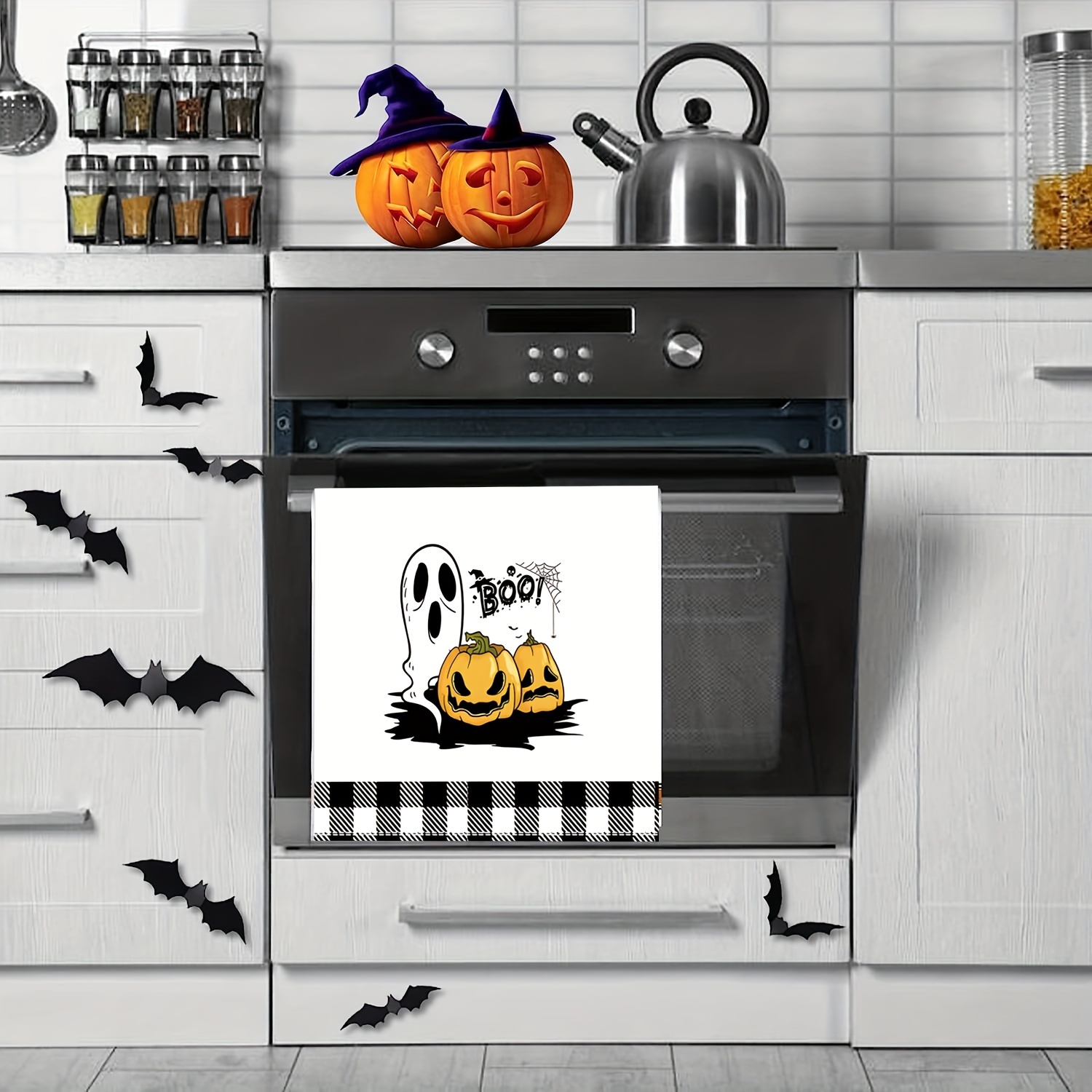 Decorative Towel Trick or Treat Halloween Set/2 Jacquard Kitchen 108128-108129, Men's, Size: 28 in H x 20 in W x .25 in D, Orange