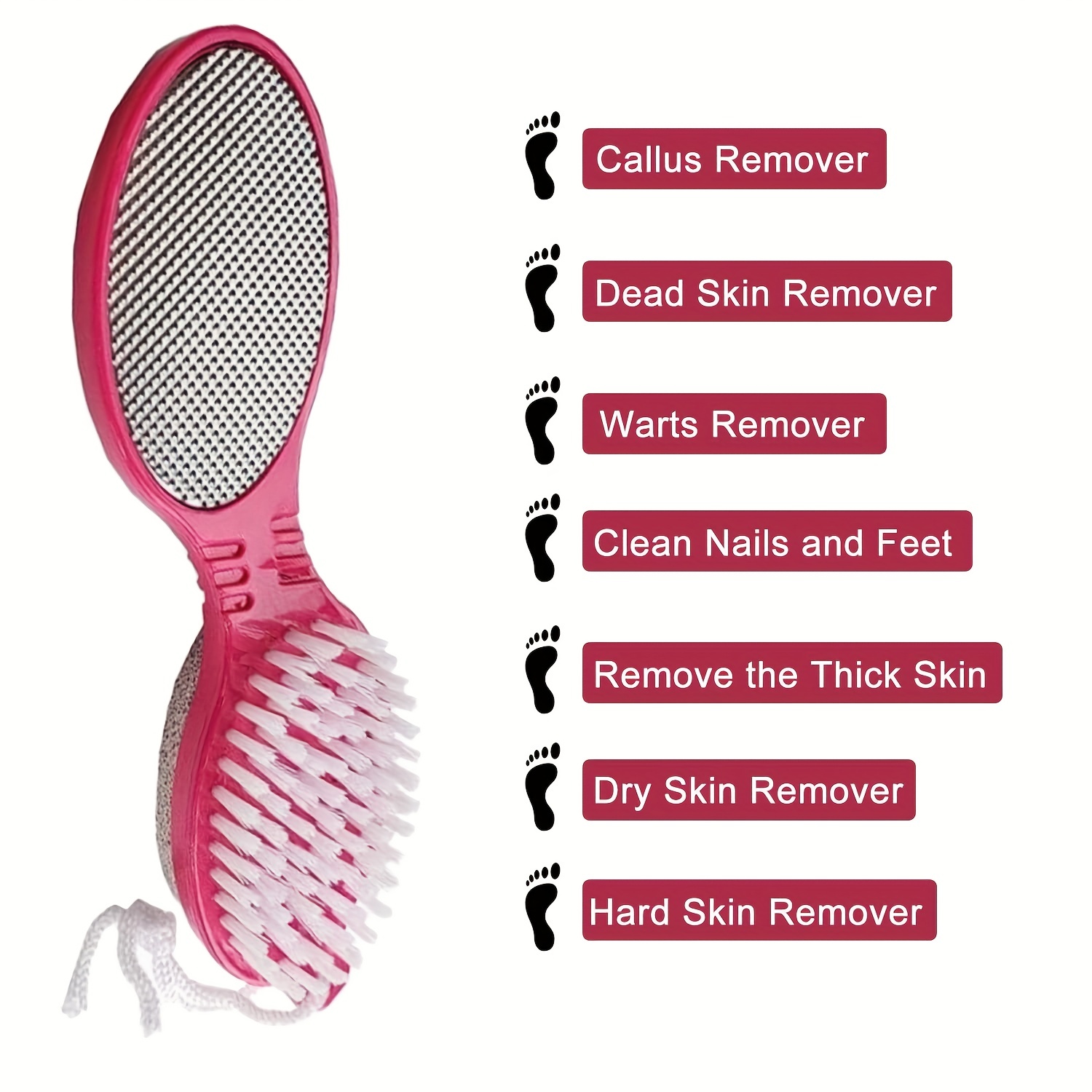 2 Pieces 4 In 1 Pedicure Tool Foot Scrubber Brush For Dry And Wet