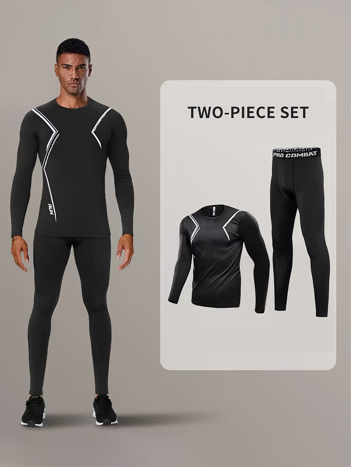 2pcs Thermal Set, Long Sleeve Warm Ski Cycling Base Layer Top & Leggings  Suit, Women's Activewear