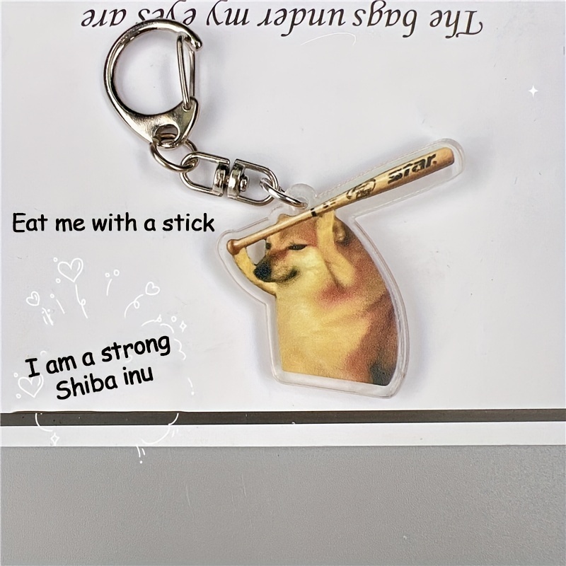 1pc Sitting Posture English Letter 'love' Shiba Inu Dog Keychain