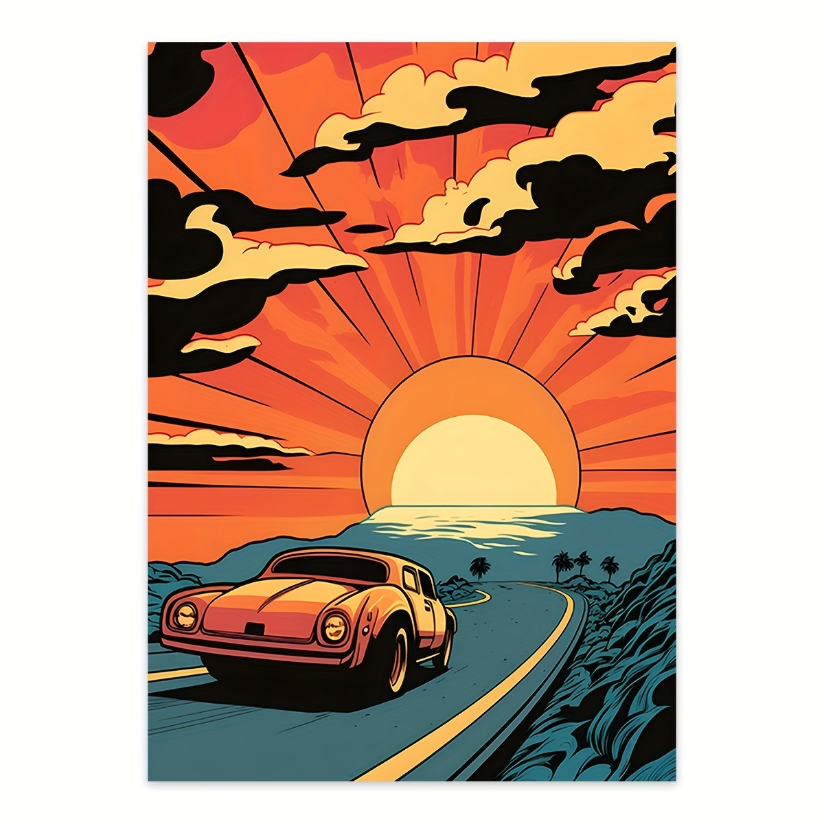 Art Poster A7 Car Auto in Sunset