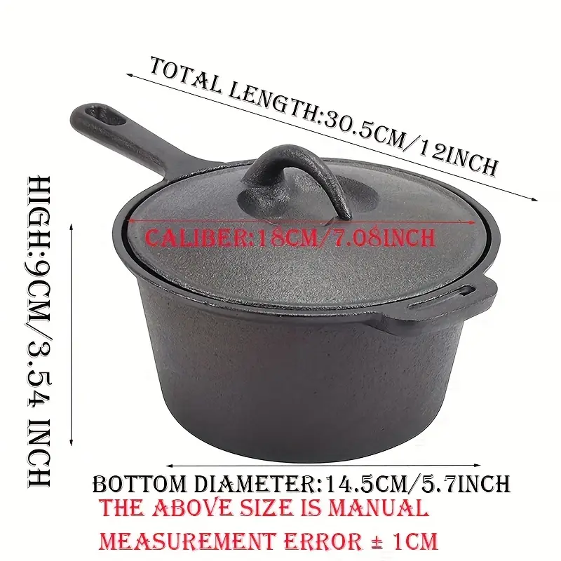 Cast Iron Frying Pan Non Stick Cast Iron Deep Pot With Lid - Temu