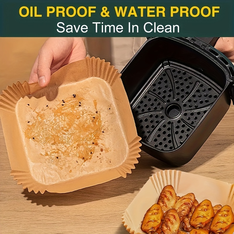Air Fryer Disposable Paper Liner,Disposable Fryer Paper Pads, Non-Stick Air  Fryer Lined Oil Resistant, Waterproof, Food Grade Baking Paper Baking