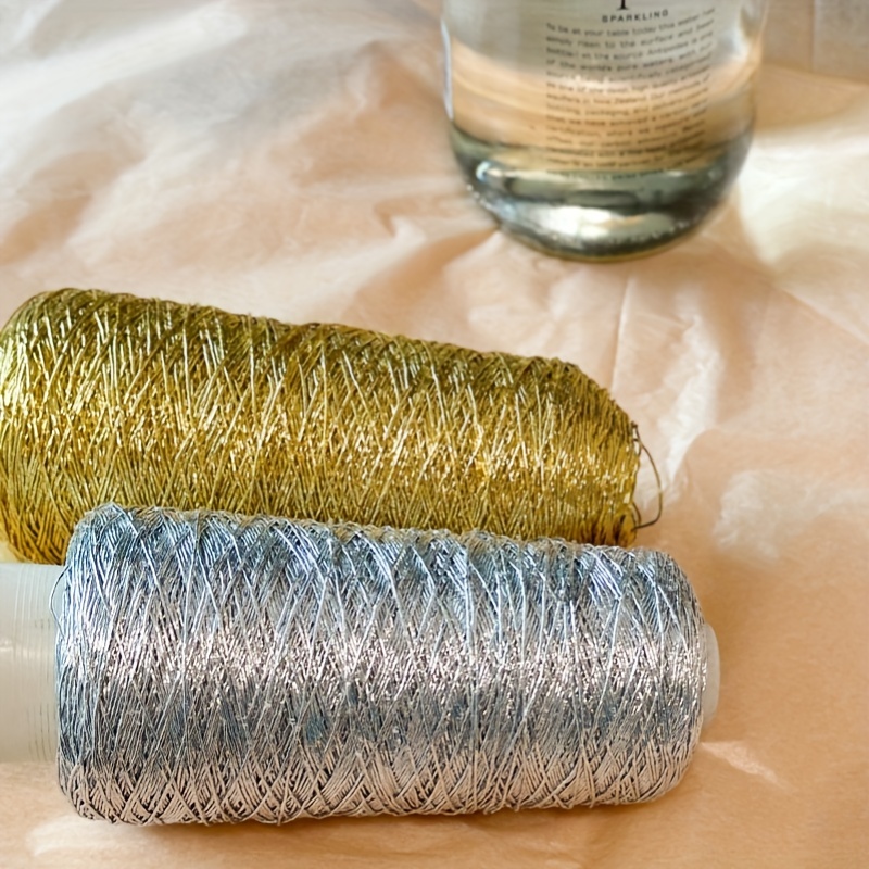 250g Smooth Glitter Gold Silver Silk Metallic Yarn Skein Hand Knitting  Crochet Knit Weaving Thread Blanket Craft