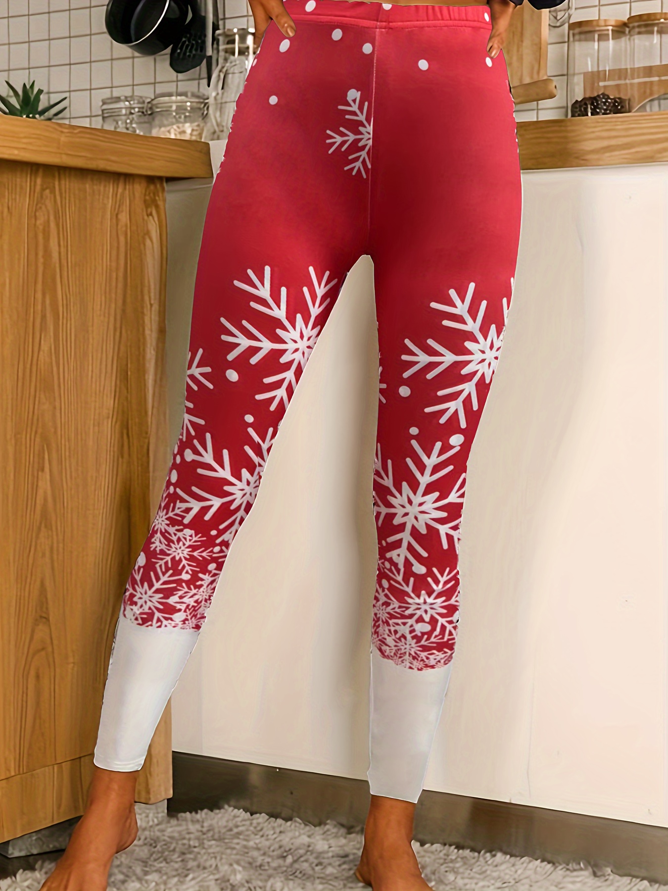 Leggings de algodón para mujer, cálidos, elásticos, para invierno, Navidad,  cintura alta, forrados, leggins navideños, leggins de invierno, divertidos