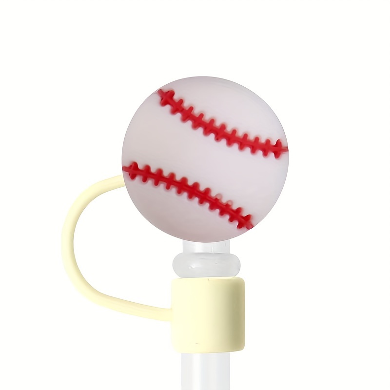 10pcs Plastic Straw Sleeves Cartoon Sports Ball Shape Straw Cover