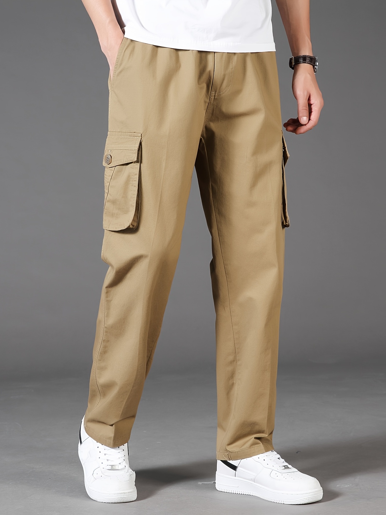 Pantalones cargo de moda para hombre, pantalones de cintura alta