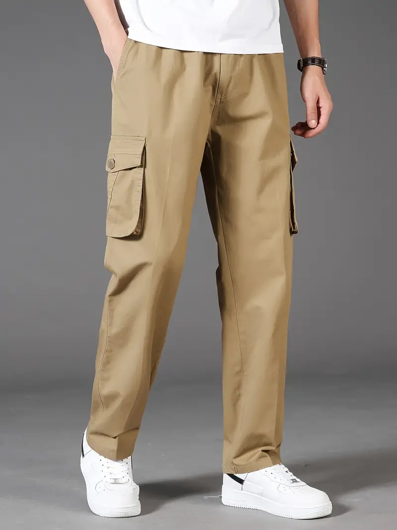 Pantalones cargo de moda para hombre, pantalones de cintura alta, múltiples  bolsillos, pierna ancha, pantalones casuales para correr, pantalones 