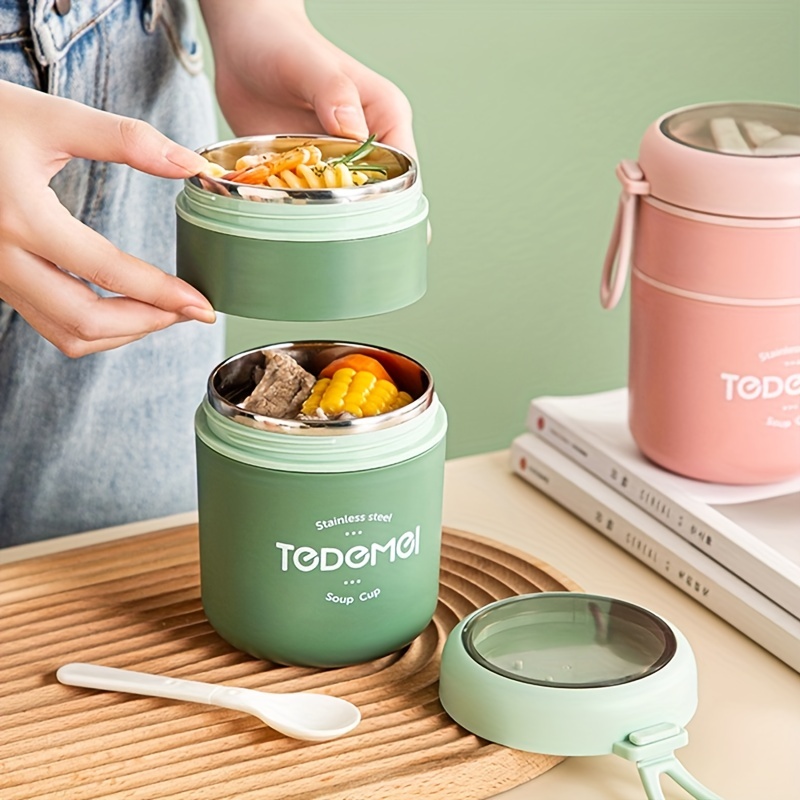 Large Capacity Lunch Box, Portable Stainless Steel Food Soup