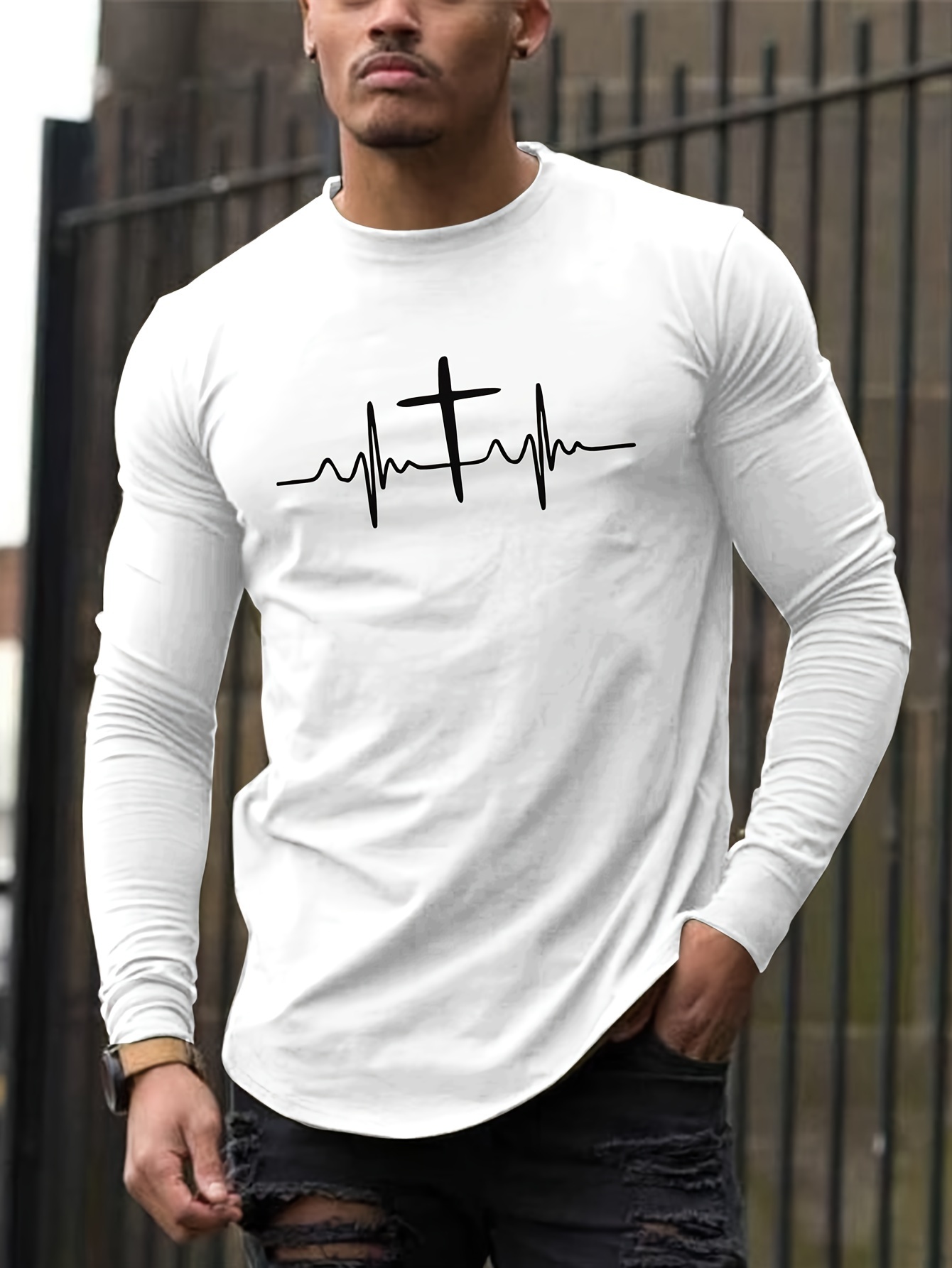 Camiseta de compresión de cuello alto para hombre, manga larga, básica,  elástica, ajustada, para entrenamiento