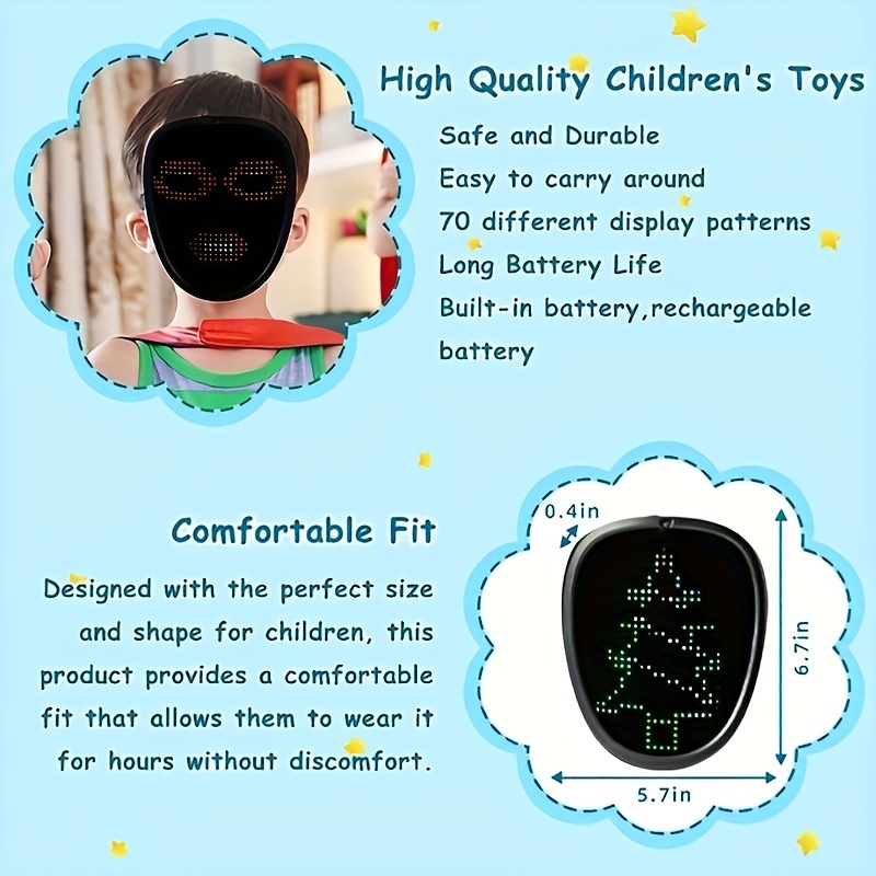 Maschera Led Bambini Rilevamento Gesti Maschera Illuminante - Temu Italy