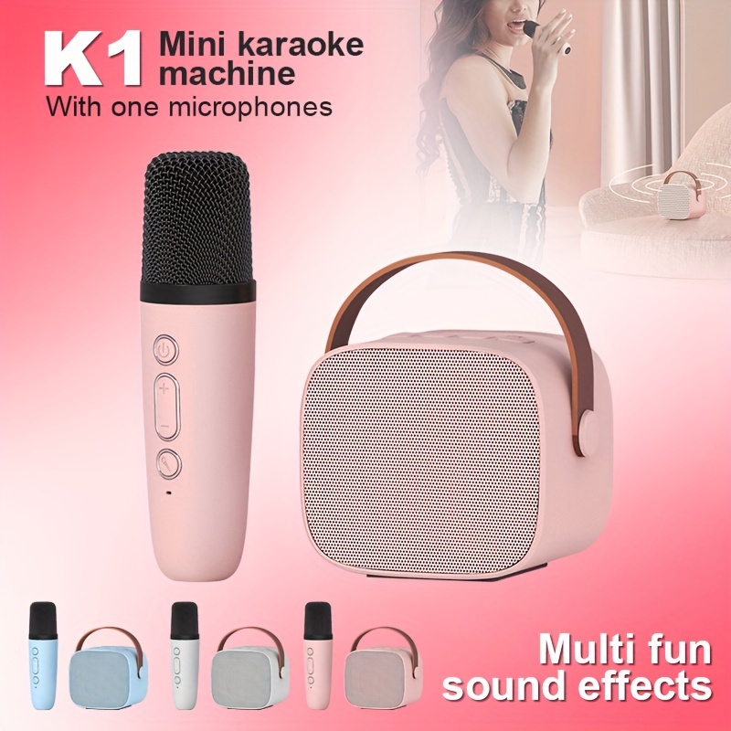 JYX Machine de Karaoké pour Enfants, Mini Haut-Parleur Bluetooth Portable  avec Microphones sans Fil, Karaoke Complet pour Fête Anniversaire et Noël