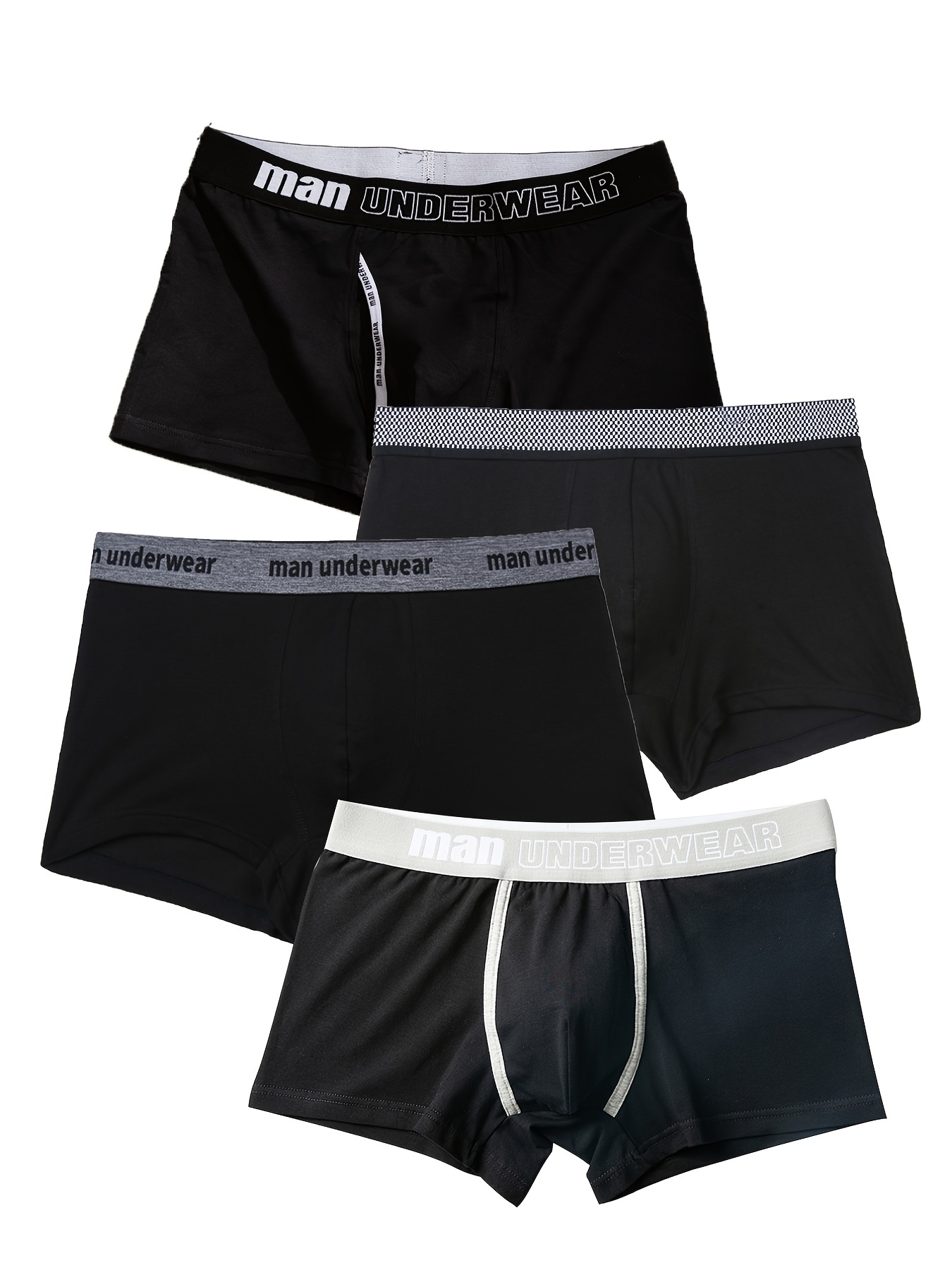 4pcs Mens High Stretch Boxer Briefs Underwear 24/7 Customer - Temu Canada