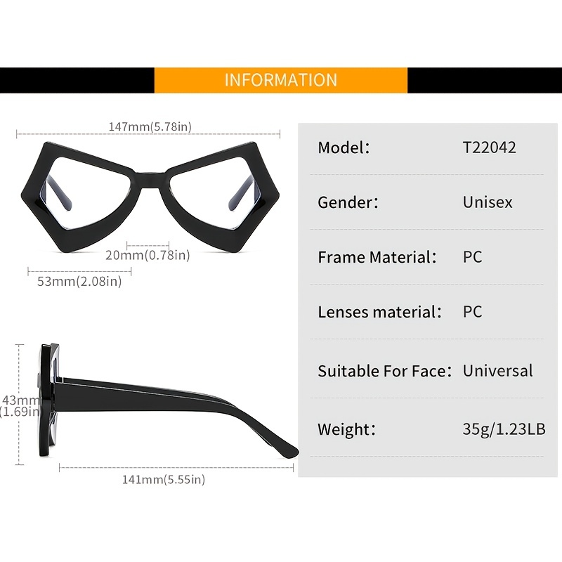 Y2K Polygon Cat Eye Eyeglass Frame Light Blocking Glasses