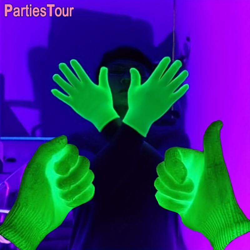 

1 Pair Fluorescent Green Gloves Glow In Uv Neon Glove Neon Party Supplies Glow In Blacklight Uv Light Theme Party For Birthday Decor Easter Gift
