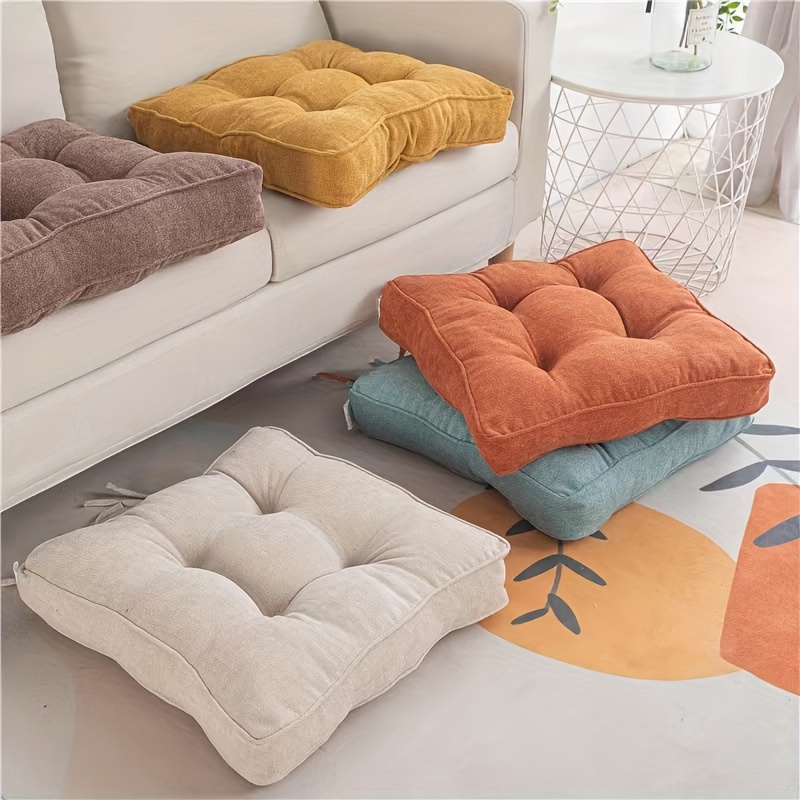 18x18 inches Square Chair Cuhsion Thicken Tufted Seat Cushion Pad Floor  Pillows for Dining Chair Sofa Patio Office Desk Chair 