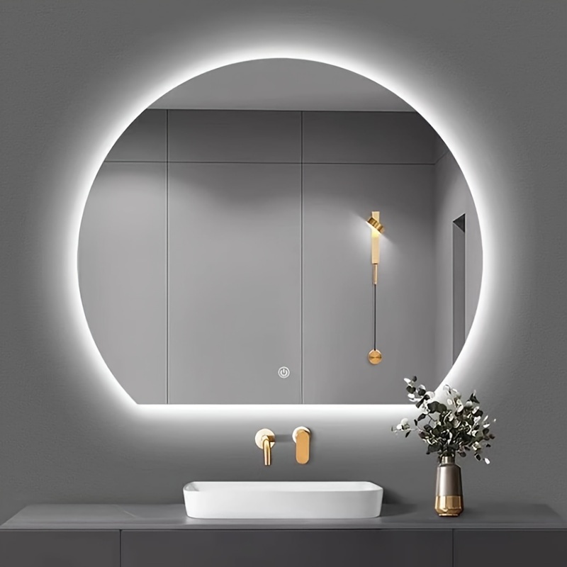 Round Bathroom Mirror with 3 Colors Lights, LED Mirror for Wall