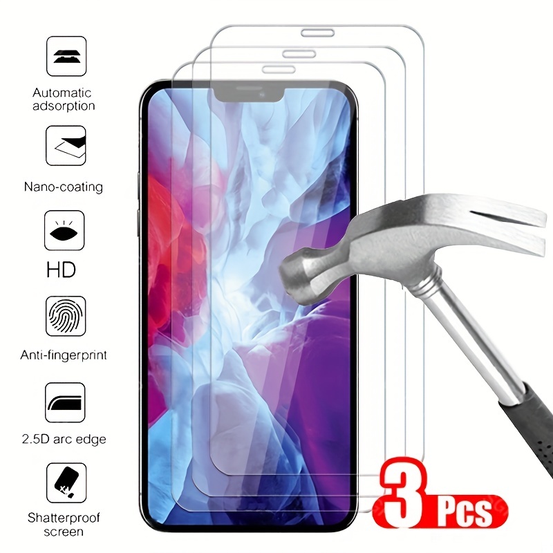 3pcs 9D Anti Burst Tempered Glass Para IPhone 14 13 12 - Temu