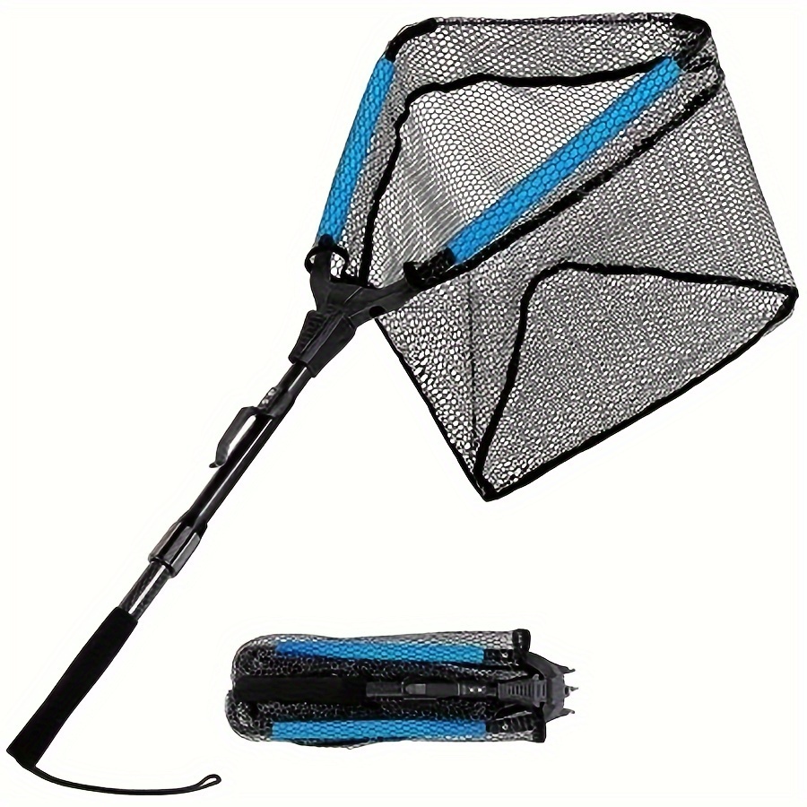 1pc Fishing Net With Retractable Pole Handle, Foldable Nylon Fishing Mesh,  Fishing Tackle For Saltwater Freshwater