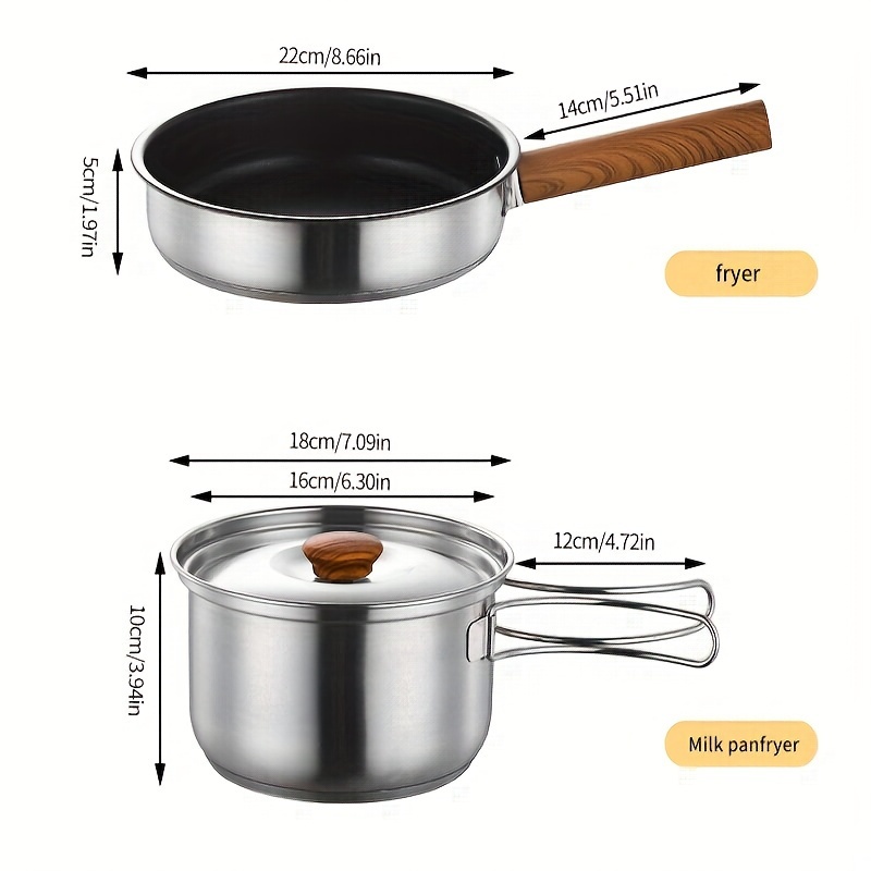 6pcs Stainless Steel Outdoor Cookware Set with Storage Bag