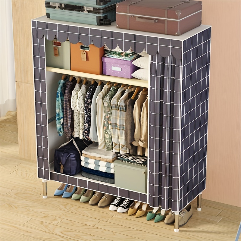 Portable Bedroom Wardrobe Closet System Clothes Home Organizers Storage  Rack