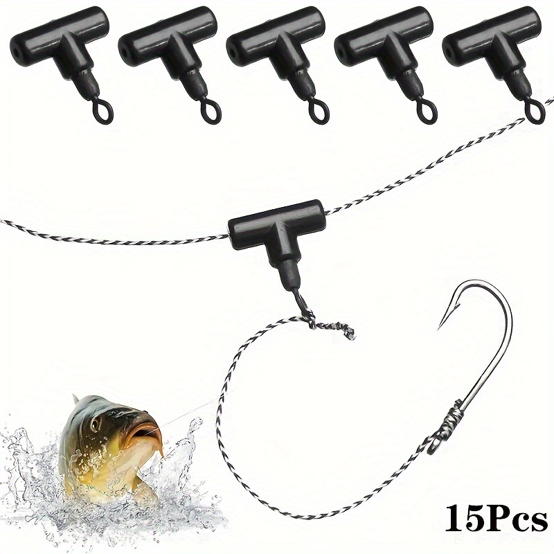 

15pcs T-shaped Swivel Ring, Fishing Connectors For Rig Beads Hair, Fishing Tackle Accessories