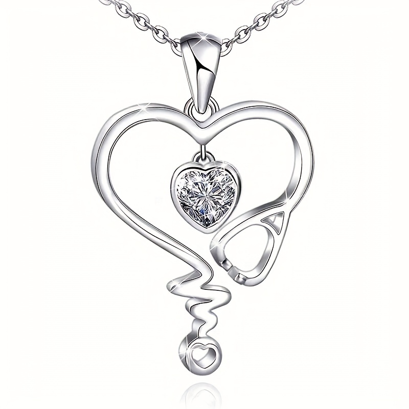 Nurse Necklace Women Stethoscope Heartbeat Necklace Jewelry - Temu