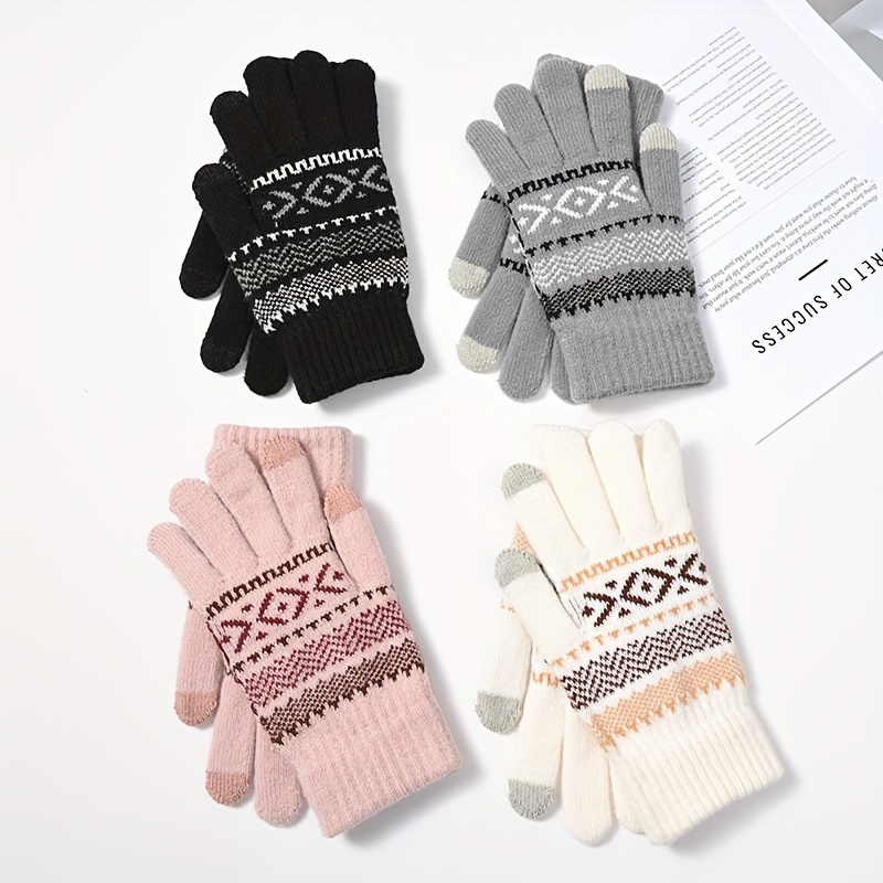 Guantes Punto Cálidos Pantalla Táctil Guantes Invierno - Temu