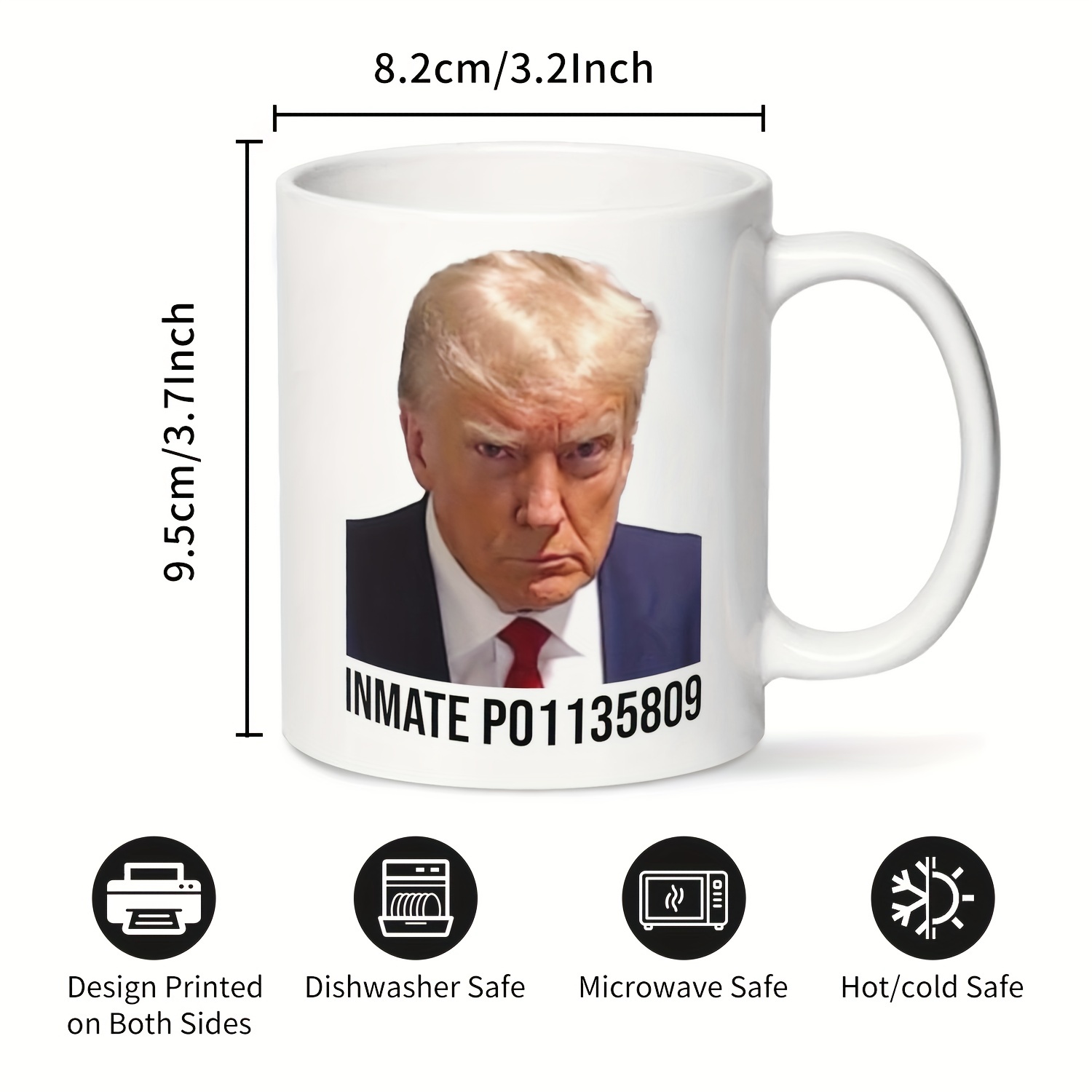 Donald Trump Mug Trump Mugshot - 11 Ounce Coffee Mug - Trump 2024 Jail  Mugshot - Coffee Cup (BLACK)