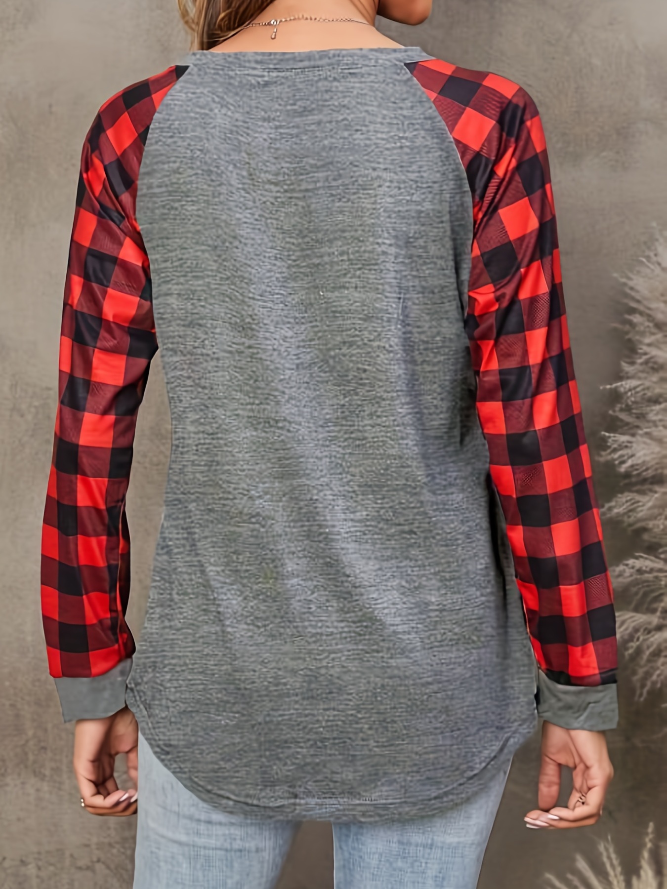 Plaid sleeve raglan hot sale shirt