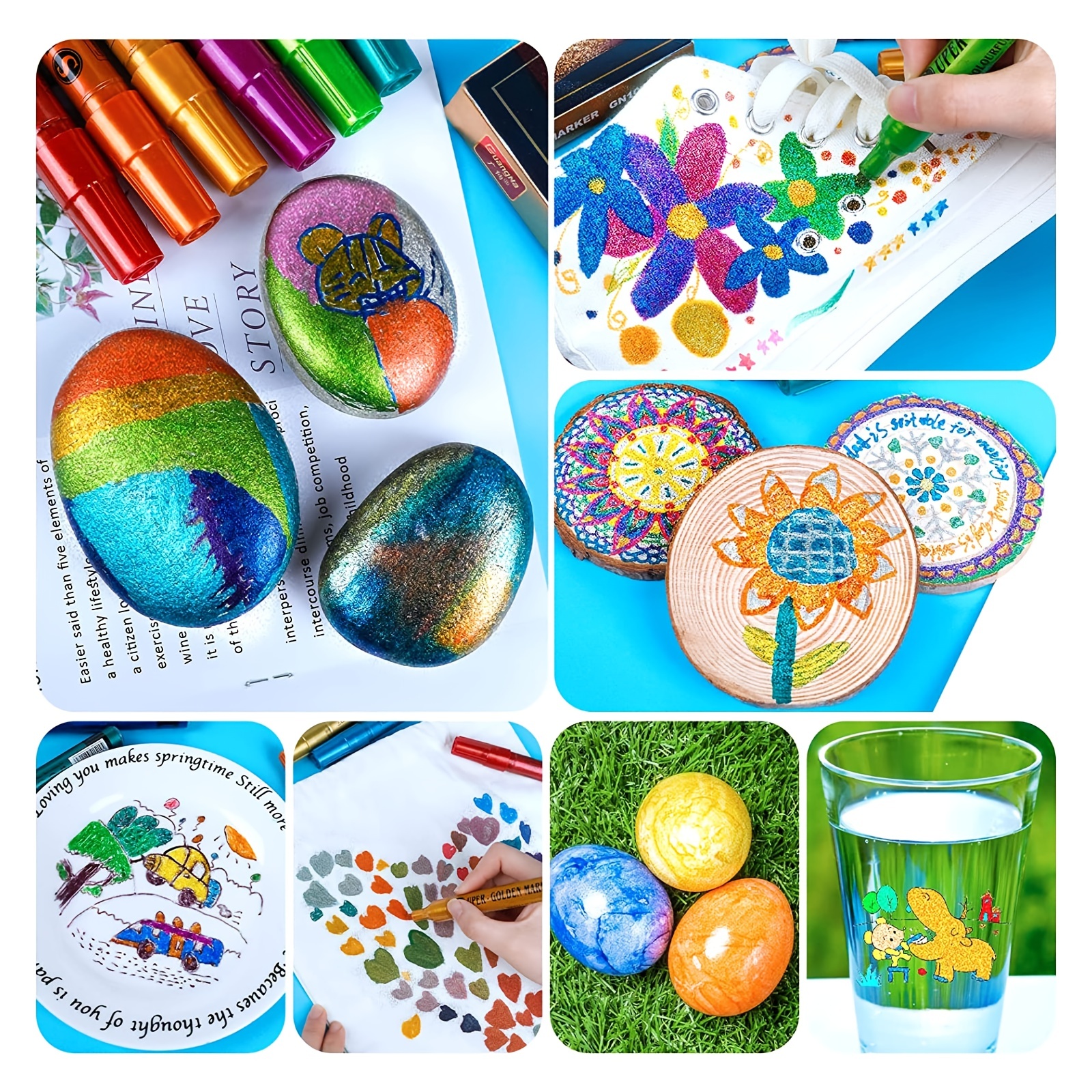 Acrylic Paint Pens Paint Markers for Rock Painting, Canvas, Wood, Glass,  Fabric, Metal, Plastic, Arts Crafts Easter Eggs, Pumpkin, Scrapbooking  Supplies, Graffiti Markers for Adults Kids 2024 - $17.99