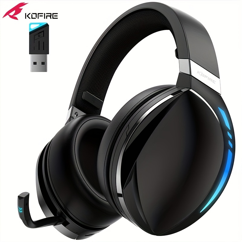 Wireless Gaming Headset 2.4GHz USB & Type-C Gaming Headphones for PC, PS4,  PS5, Switch, Bluetooth 5.3 Gaming Headset with Detachable Noise Cancelling