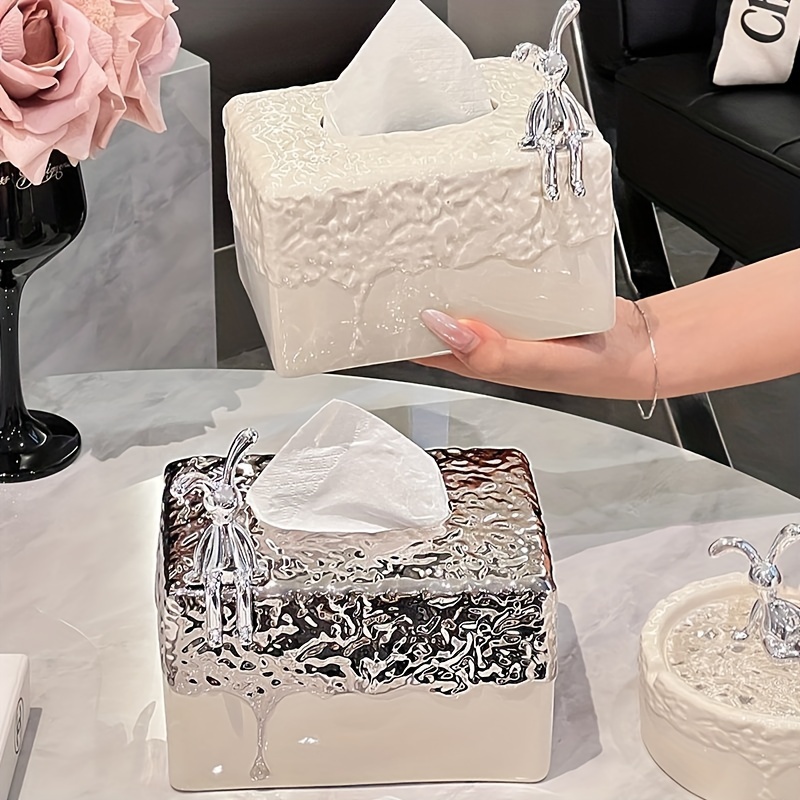 Rectangular Ceramic Tissue Box Cover Creative Light Luxury Tissue Box  Holders for Living Room Coffee Table Home Tissue Holders