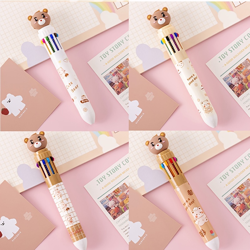 1PC 10 Colors Cartoon Ballpoint Pen Kawaii Animal School Office Supplies  Stationeries Multicolored Pens Colorful Refill 15-17cm