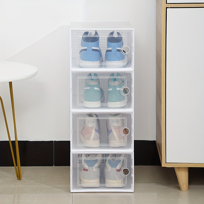 Cajas de zapatos, cajas de almacenamiento de zapatos, cajas de zapatos  transparentes, apilables, de plástico sólido, no flexible, fácil  instalación