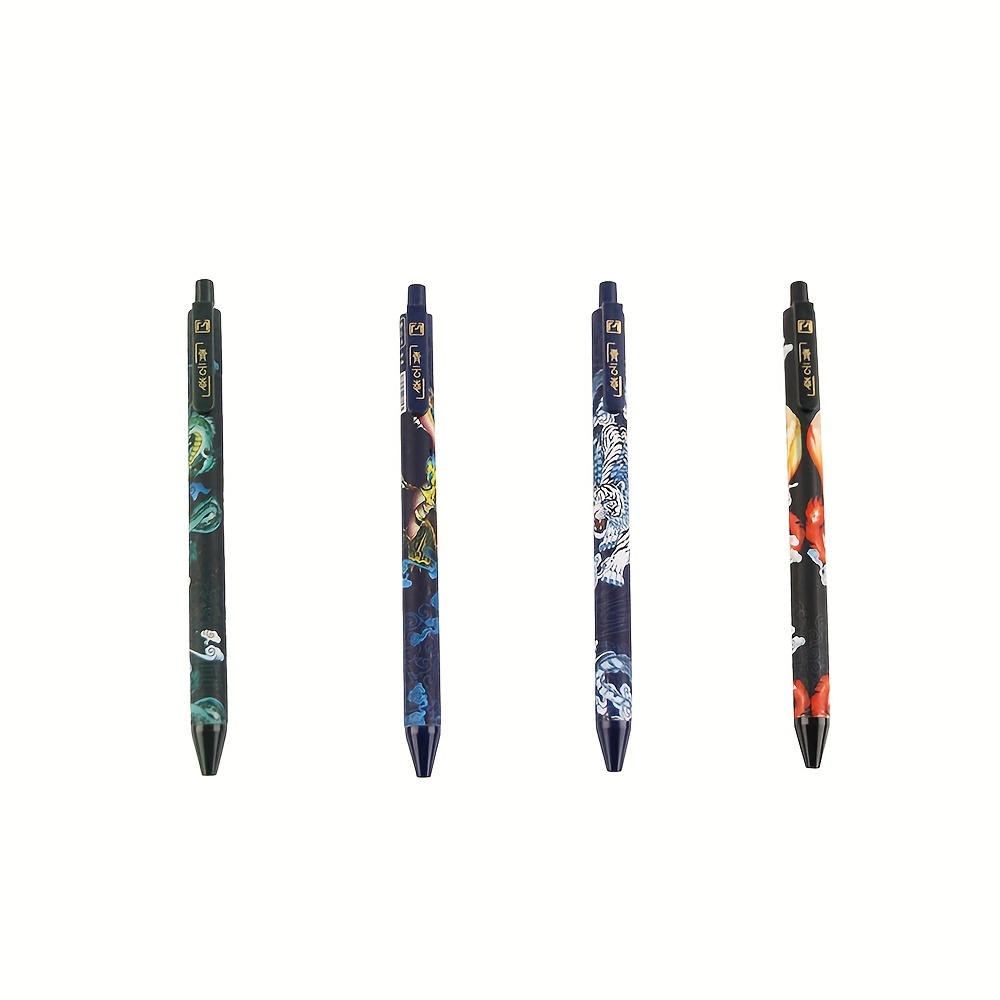 

4pcs/set 0.5mm/0.02 (in) Gel Pen Ancient Style Writing With Chinese Style Traditional 4 Beasts Test Pen Quick-drying Signature Pen Practice Pen