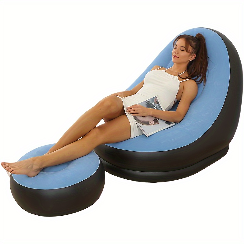 Inflatable Leisure Sofa Chair and Footstool Set for Camping and Travel
