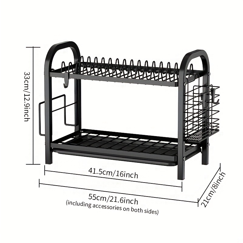 Dish Drying Rack, Dish Rack With Drainboard, Dish Drainer For Kitchen  Countertop, Black 2 Tier Dish Racks With Utensil Holder And Cutting Board,  Kitchen Accessories - Temu Lithuania