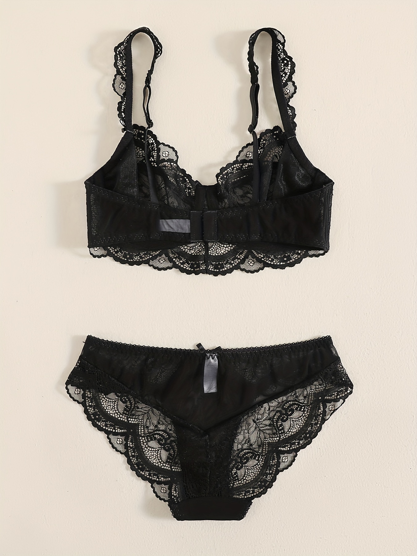 sexy-lingerie lace bra set women underwear push up bra and panties set  black 40C